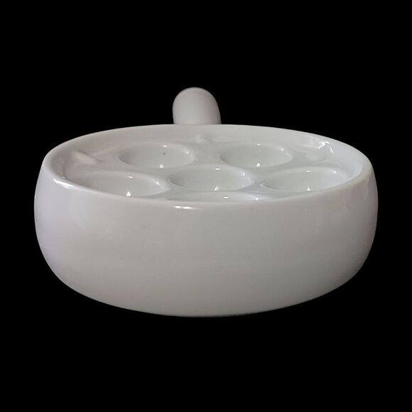 Apilco Escargot Dish Plate Tray France White Porcelain 6 Holes Farmhouse Cottage - Picture 3 of 15